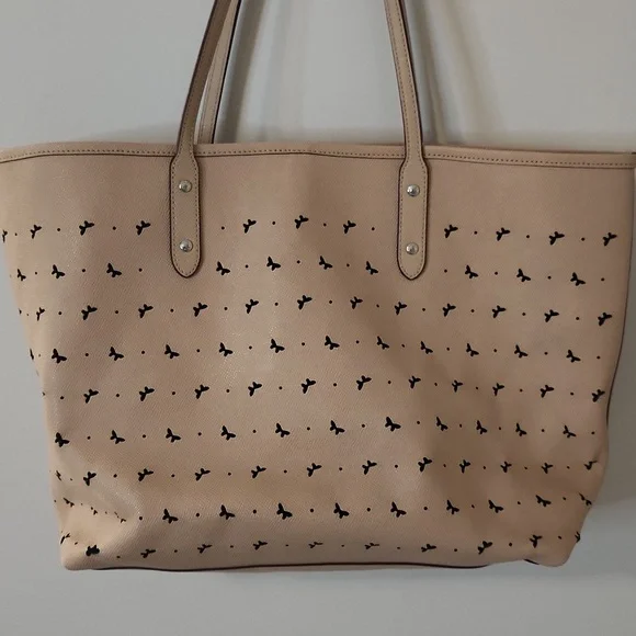 Coach Butterfly Perforated City Tote Bag. Light Tan Colored. - Picture 3 of 12